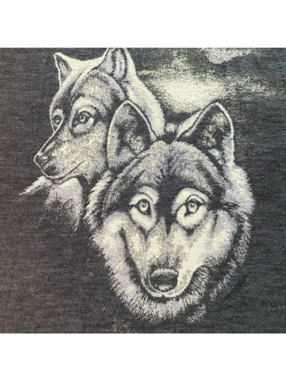 Vintage Biederlack Wolf Graphic Reversible Blanket Acrylic Gray 75L x 51W